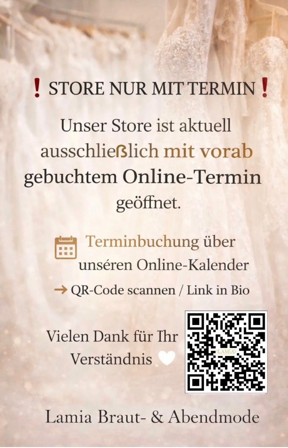 Store nur mit Termin – nur mit Online-Termin geöffnet